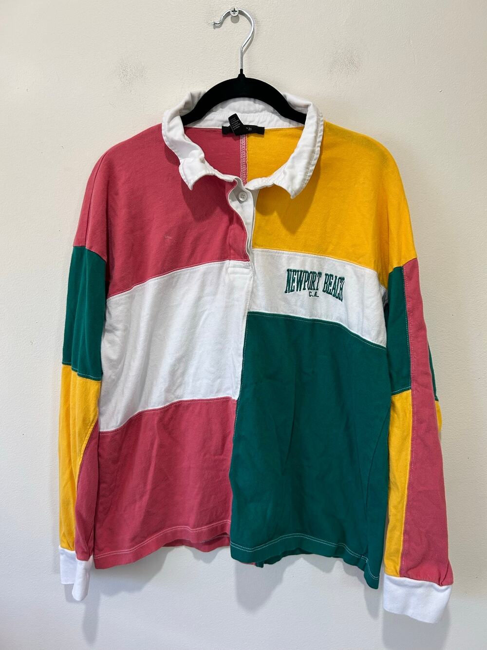 Forever 21 rugby shirt size M colorblock 90s y2k preppy collegiate
